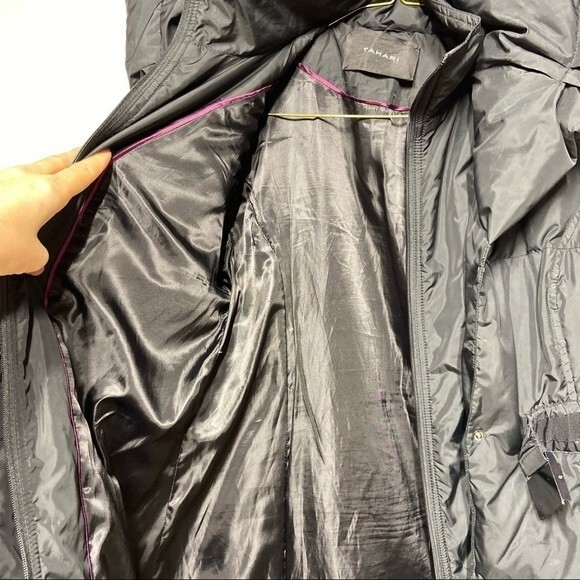 Tahari Hooded Waterfoul Feather Down Puffer Black Jacket S - Picture 5 of 14